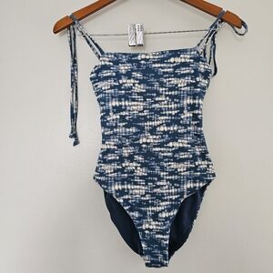 Onia x Faherty one piece swim suit blue white tie dye high cut size small